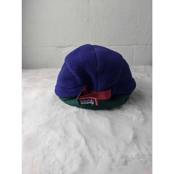 Patagonia Hat Duckbill Flaps Cap Large Blue Green Synchilla Fleece USA 90s Vinta - Picture 3 of 6